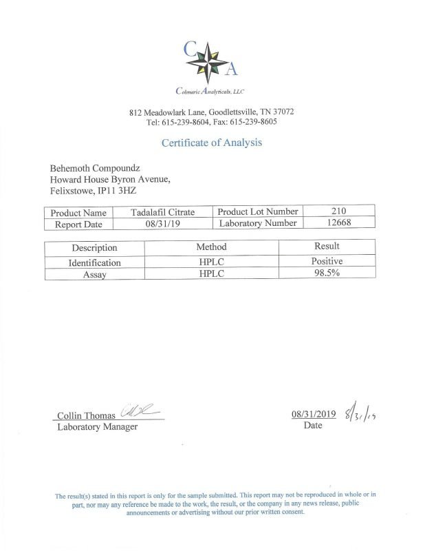BEHEMOTH LABZ COA,Tadalafil Citrate